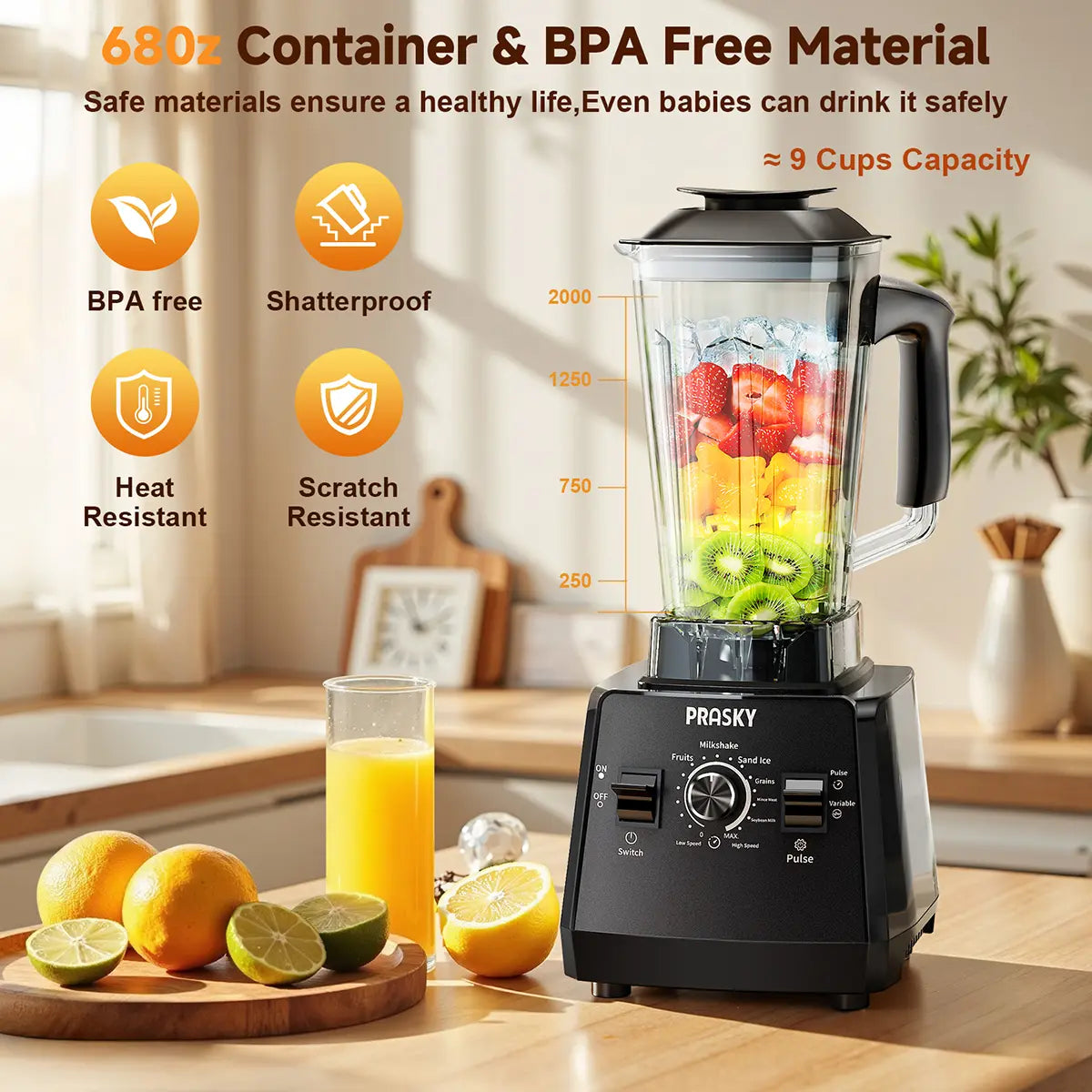 25000 RPM Professional Blender, Dual BPA-Free 68oz Jars for Shakes & Ice Crushing
