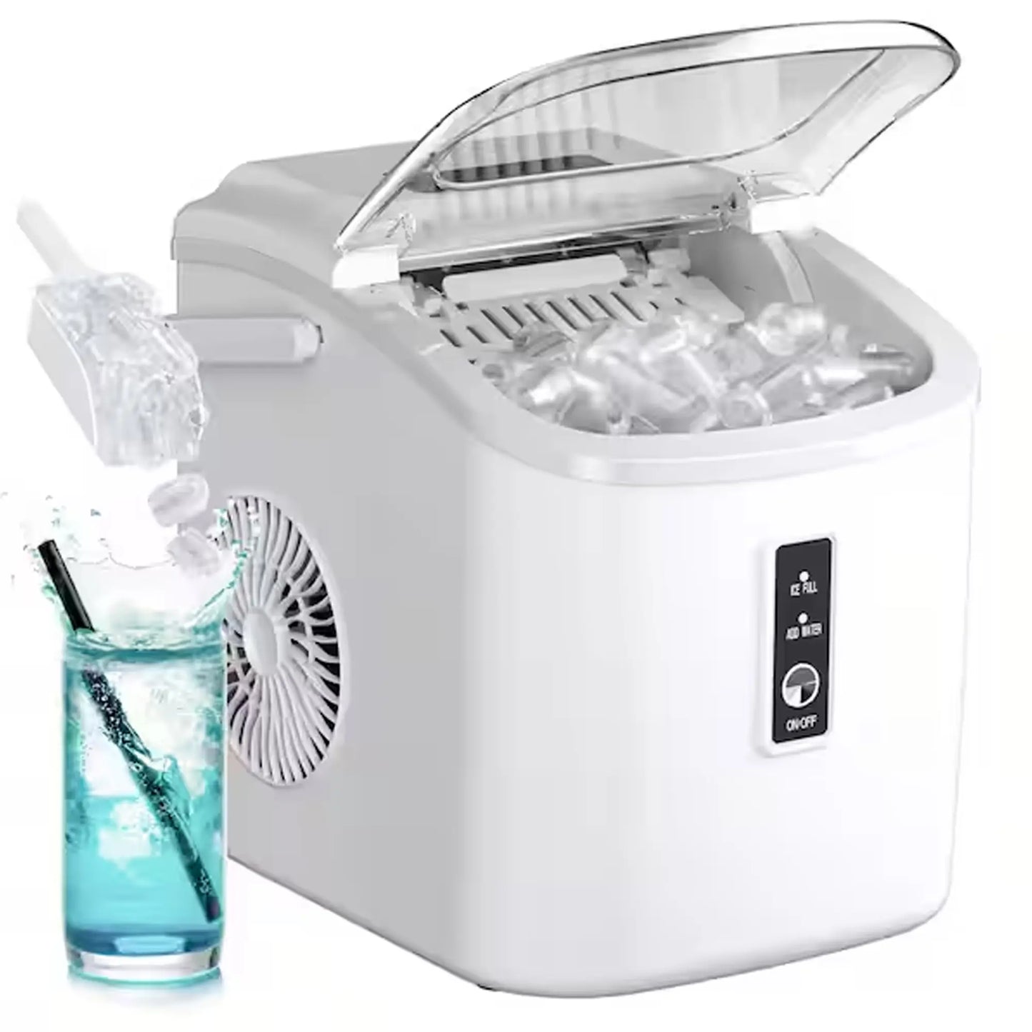 26Lbs 24H Portable Countertop Ice Maker with Handle, Auto-Clean for Home RV Camping