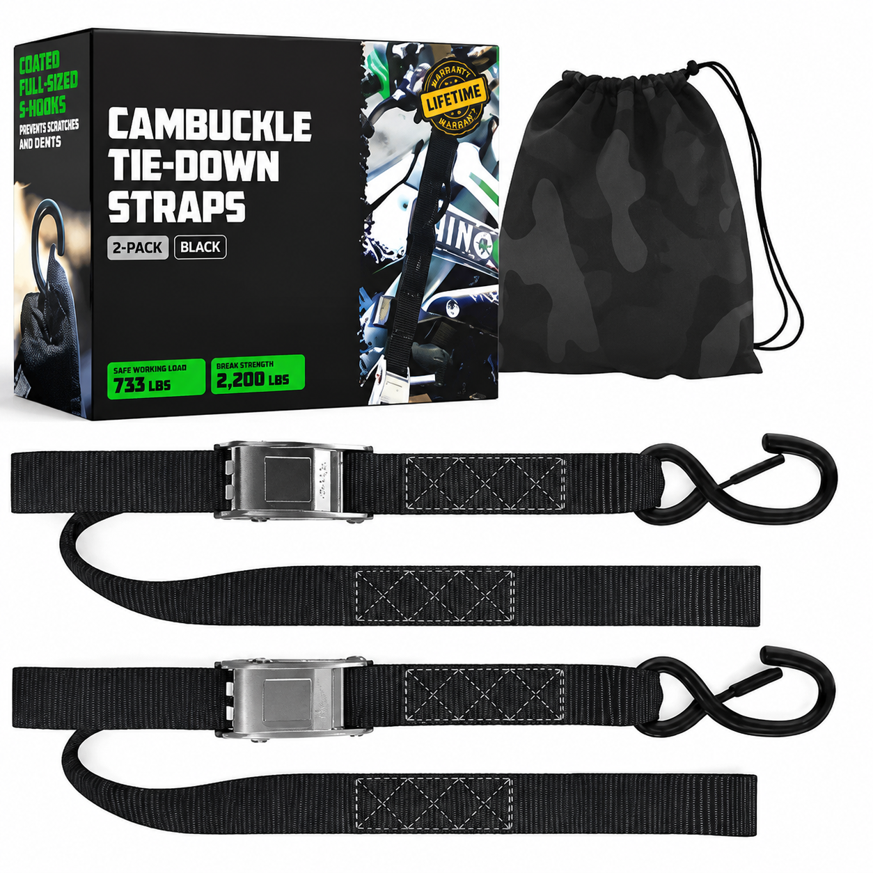 Retractable Ratchet Straps, Self Retracting Tie Downs for Trucks, Trailers & Cargo