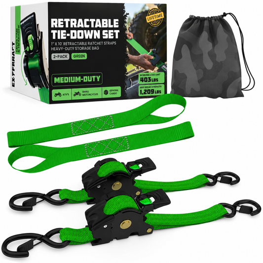Retractable Ratchet Straps, Self Retracting Tie Downs for Trucks, Trailers & Cargo