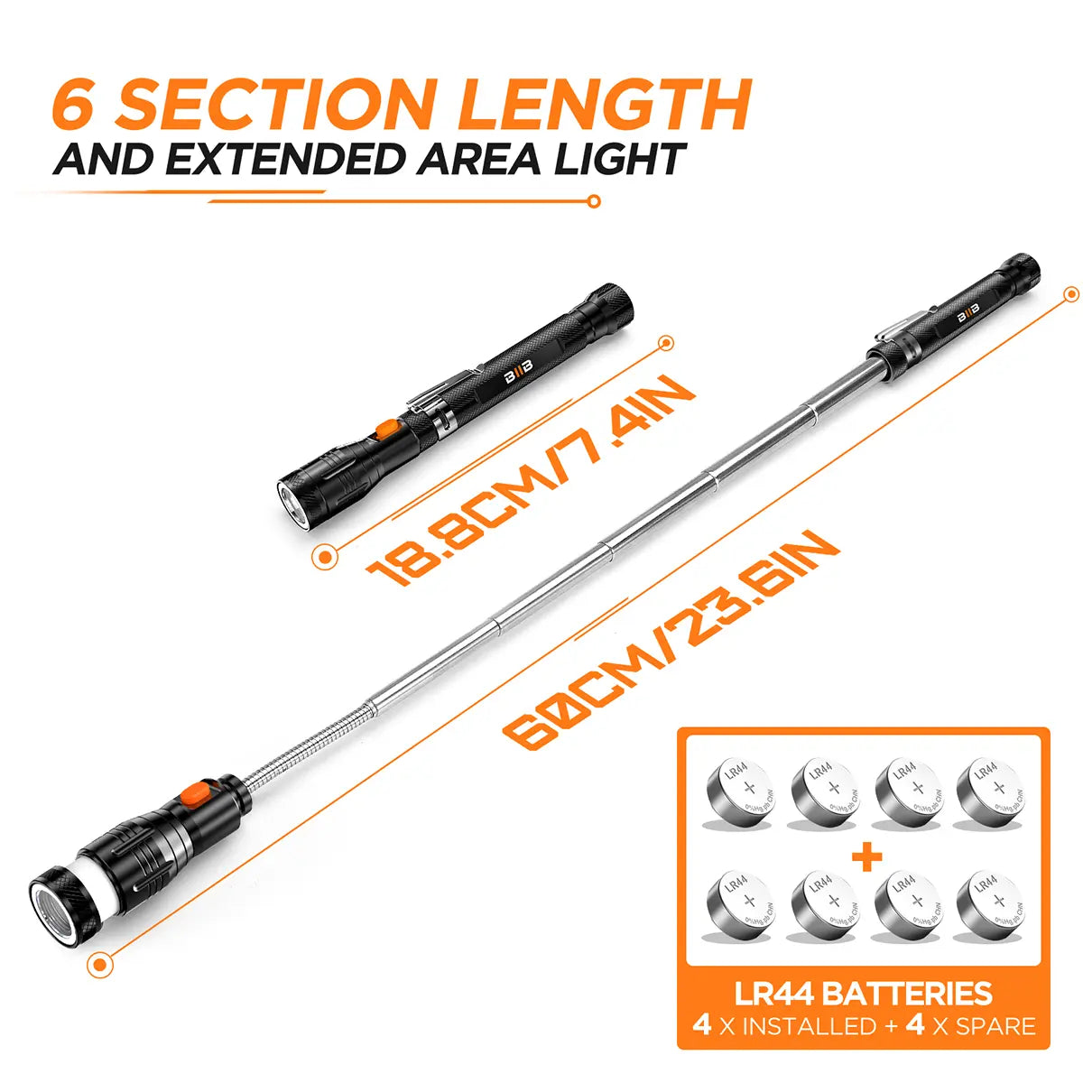 Magnetic Pickup Tool with LED Flashlight, Father's Day Gift for Dad, Husband & Men
