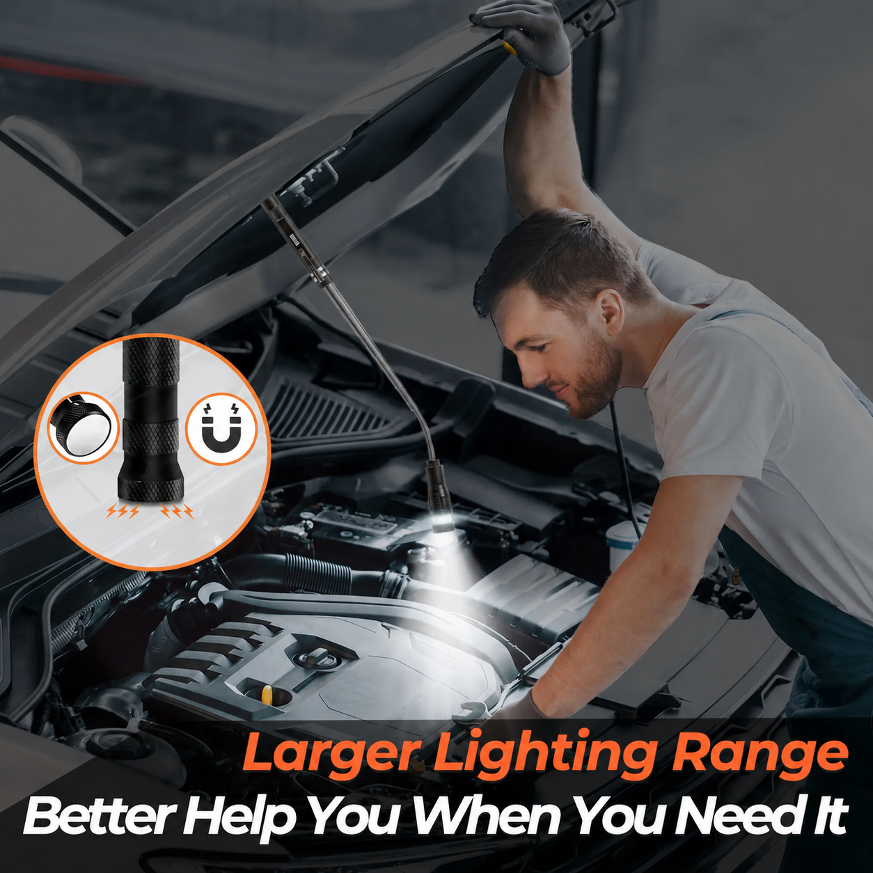 Magnetic Pickup Tool with LED Flashlight, Father's Day Gift for Dad, Husband & Men