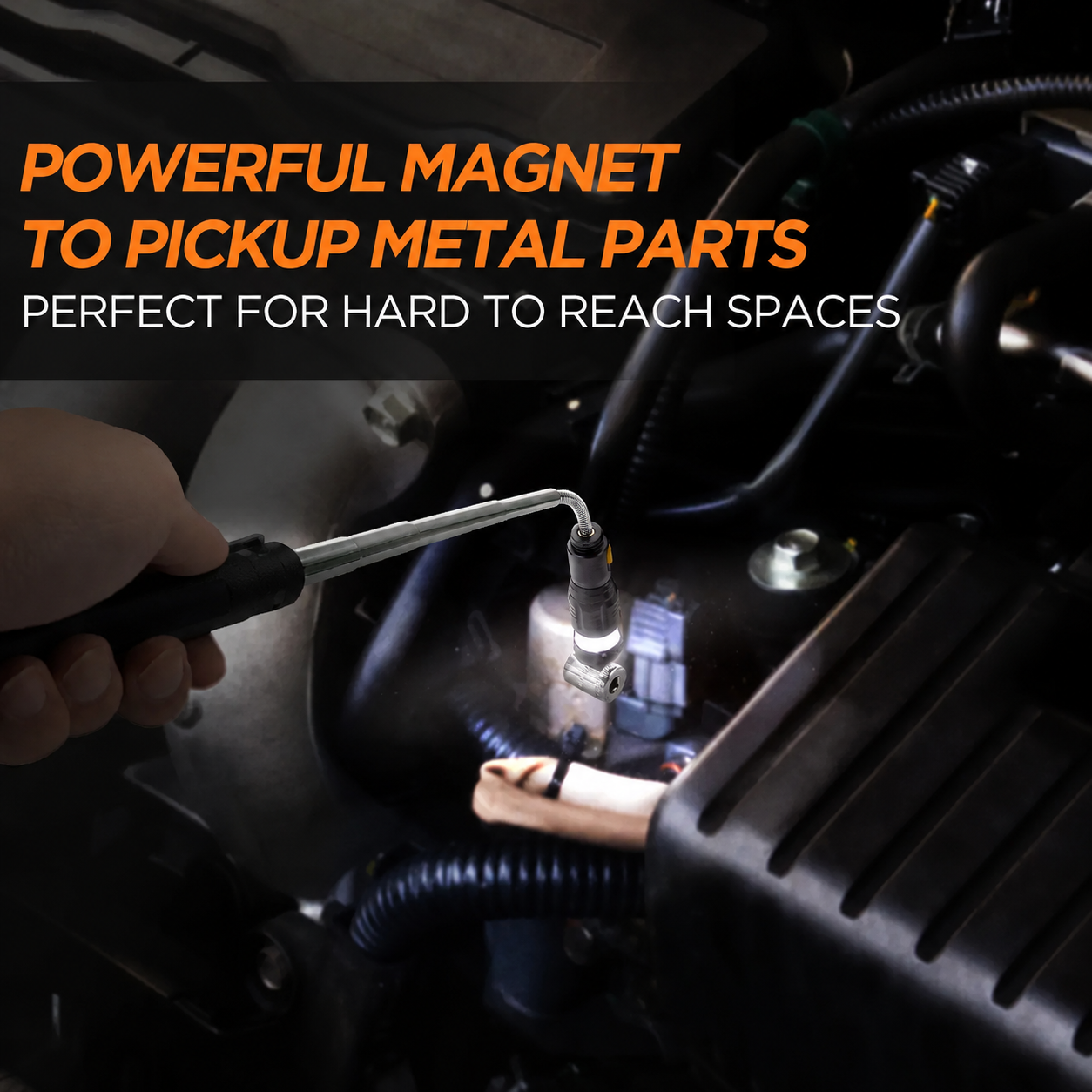 Magnetic Pickup Tool with LED Flashlight, Father's Day Gift for Dad, Husband & Men