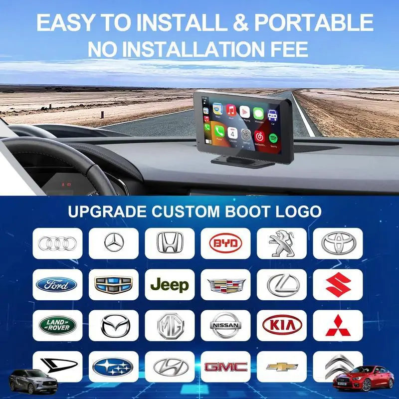 7" Wireless CarPlay Screen with Android Auto, Backup Camera, Bluetooth & Voice Control