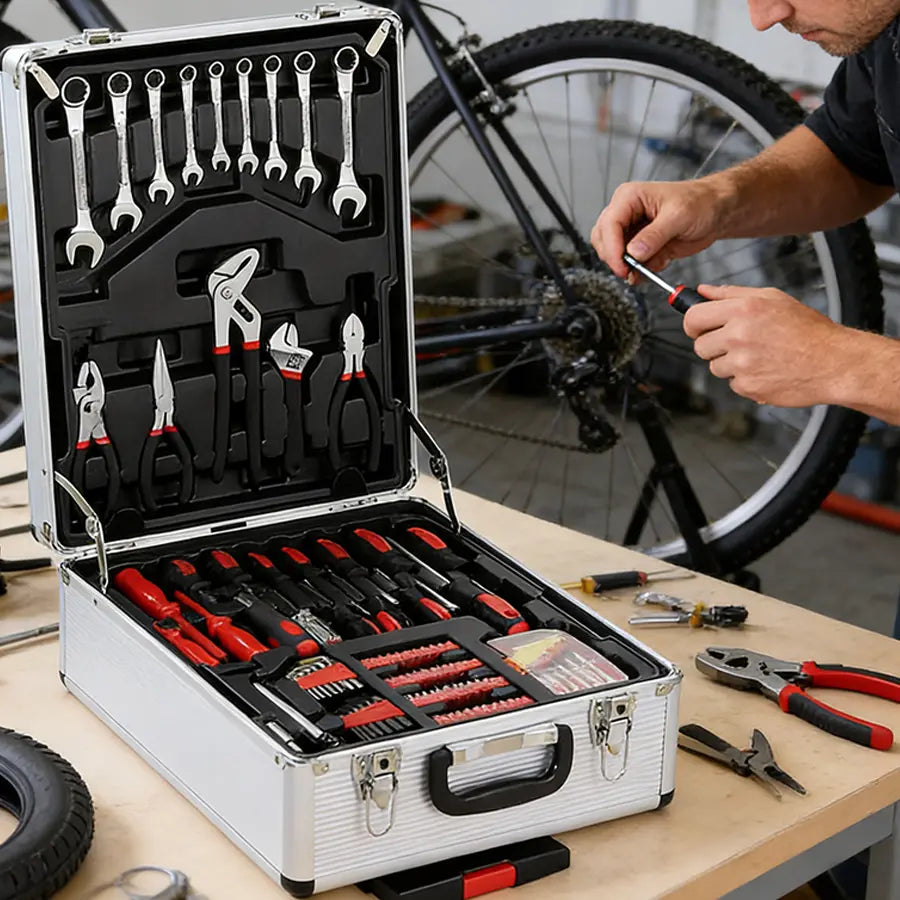 Bourvill 899-Piece Tool Set with Wheeled Metal Cabinet, Portable 4-Tier Storage for Repair & Home Maintenance Gift