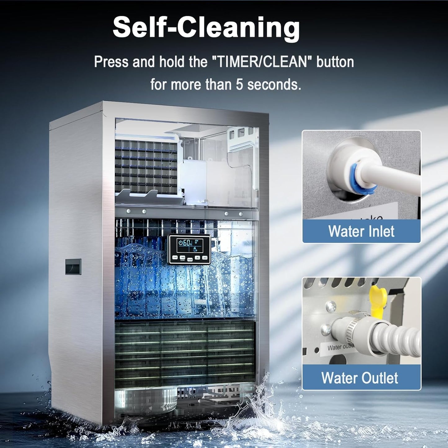 100lb/24H Commercial Ice Maker 58045RCI0-STEEL