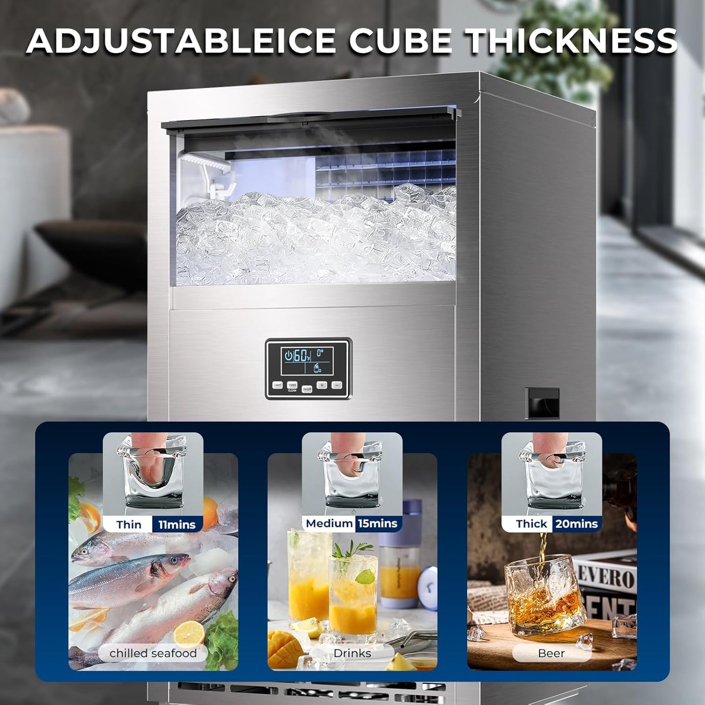 100lb/24H Commercial Ice Maker 58045RCI0-STEEL
