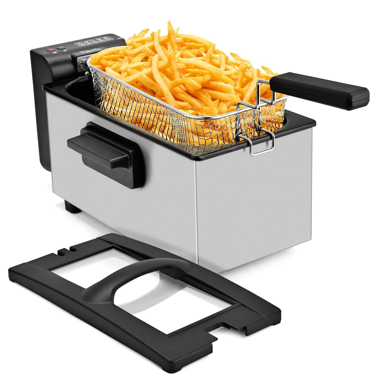 1500W 2.6 Quart Electric Deep Fryer, Removable Lid & Non-Stick Pot Dishwasher Friendly