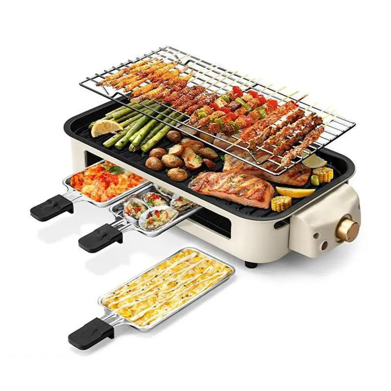 1800W 2-in-1 Smokeless Indoor Grill, Non-Stick Removable Plate Dishwasher Safe