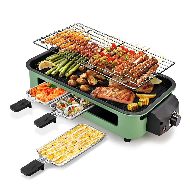1800W 2-in-1 Smokeless Indoor Grill, Non-Stick Removable Plate Dishwasher Safe