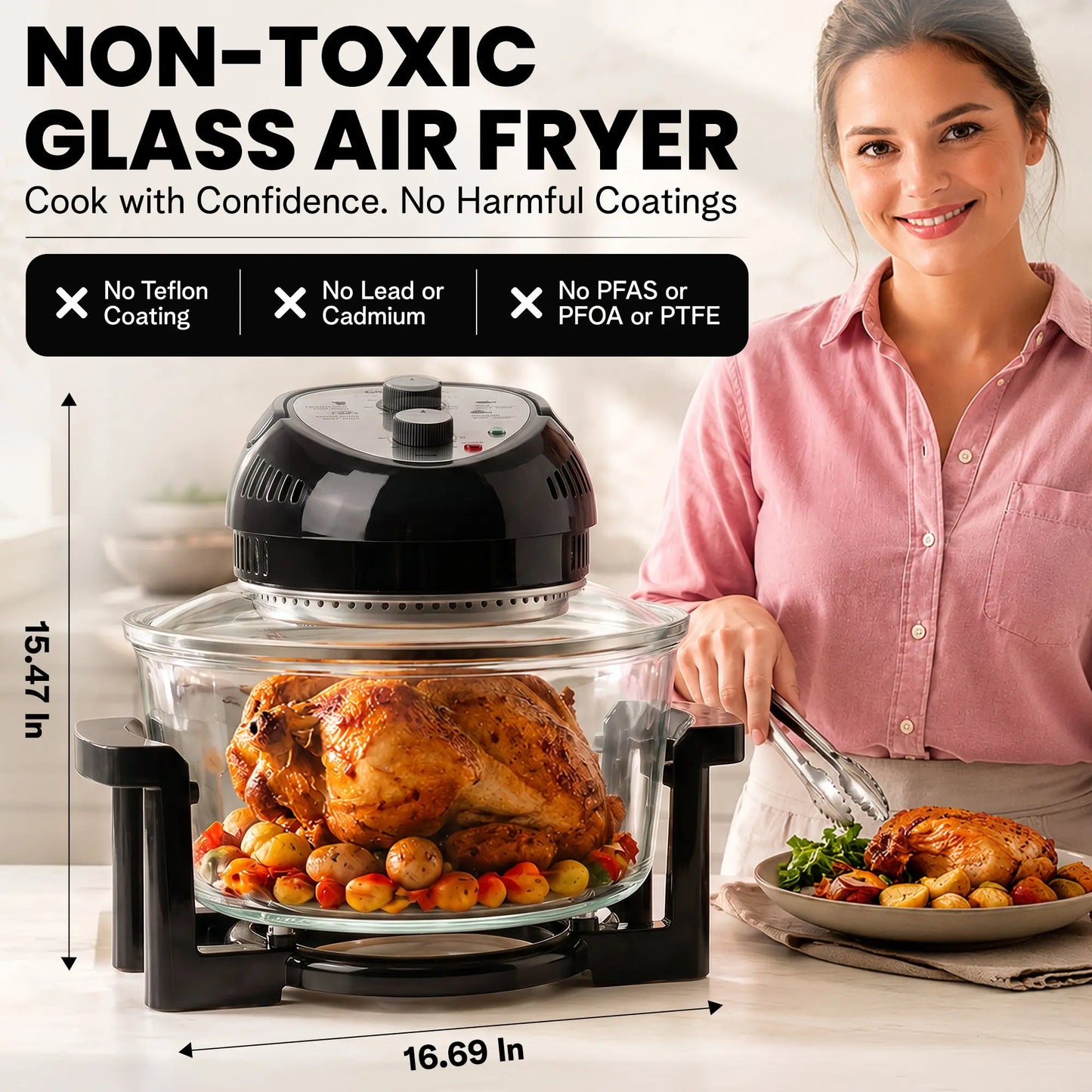 Granitestone 16 Quart Extra Large Air Fryer - Oil-Less Crispy Cooking for Healthier Meals