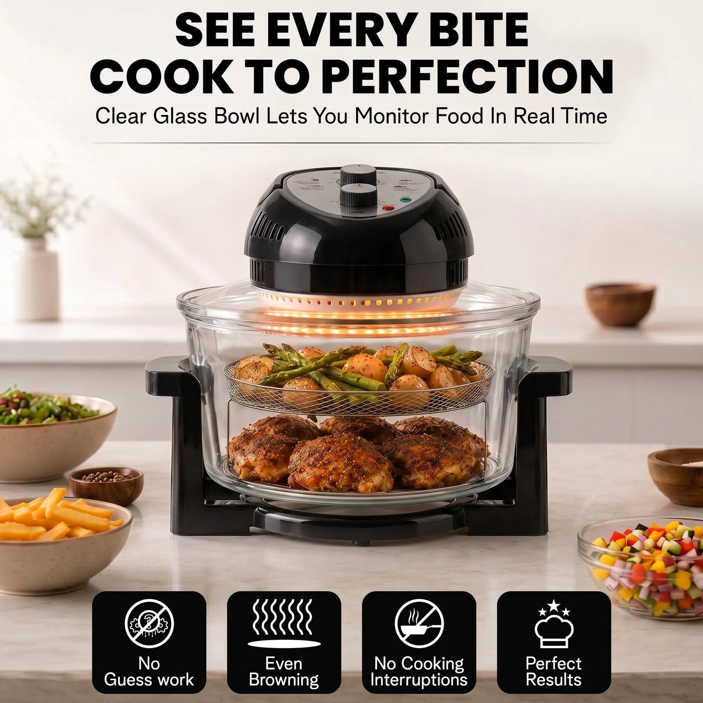 Granitestone 16 Quart Extra Large Air Fryer - Oil-Less Crispy Cooking for Healthier Meals