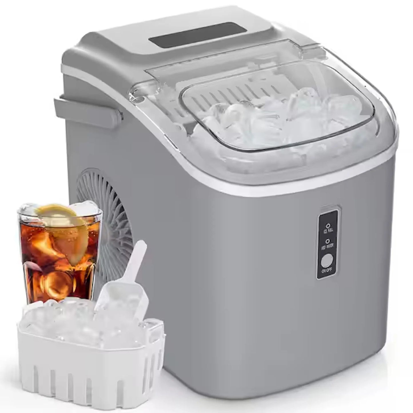 26Lbs 24H Portable Countertop Ice Maker with Handle, Auto-Clean for Home RV Camping