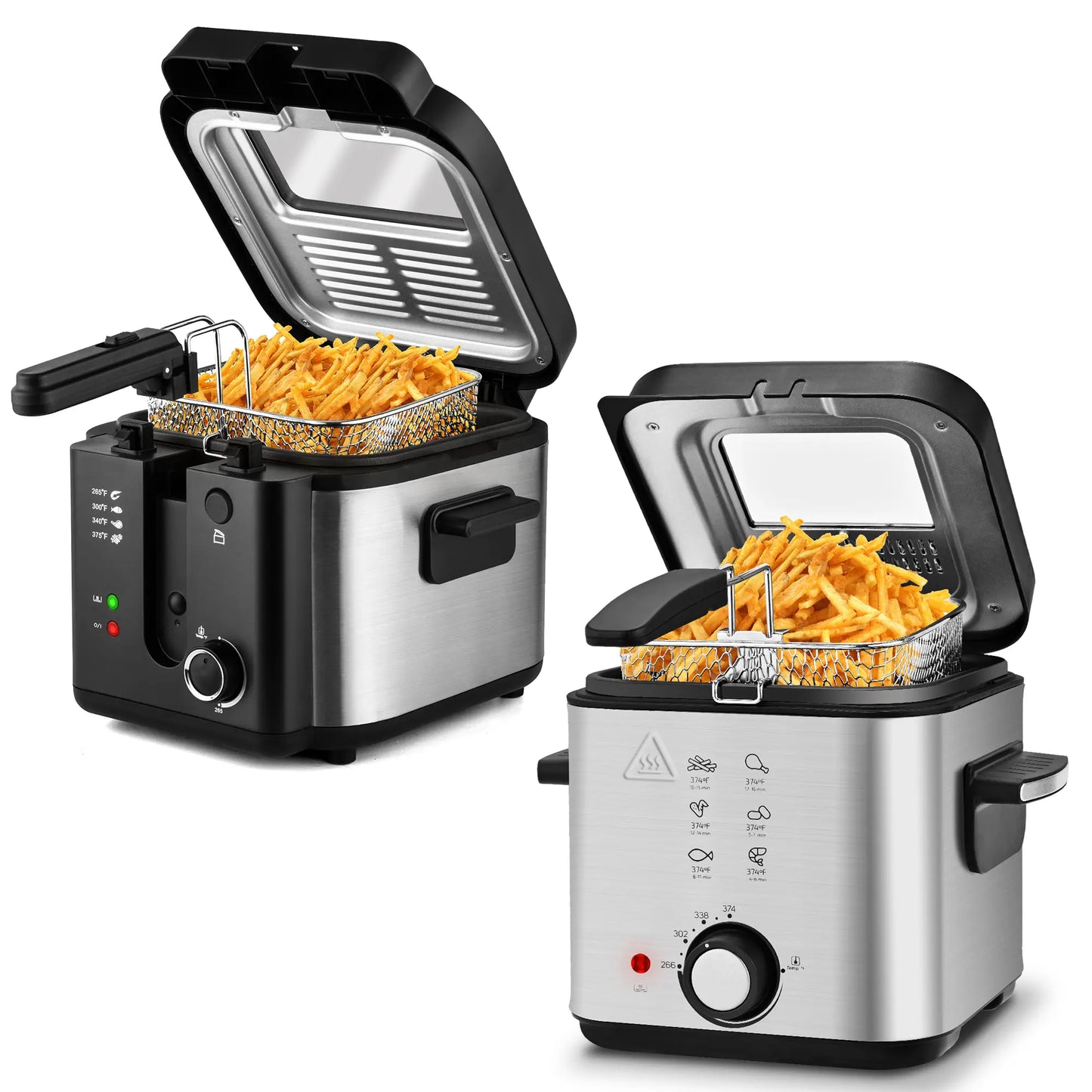 1500W 2.6 Quart Electric Deep Fryer, Removable Lid & Non-Stick Pot Dishwasher Friendly