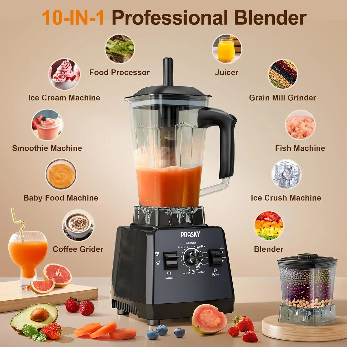 25000 RPM Professional Blender, Dual BPA-Free 68oz Jars for Shakes & Ice Crushing