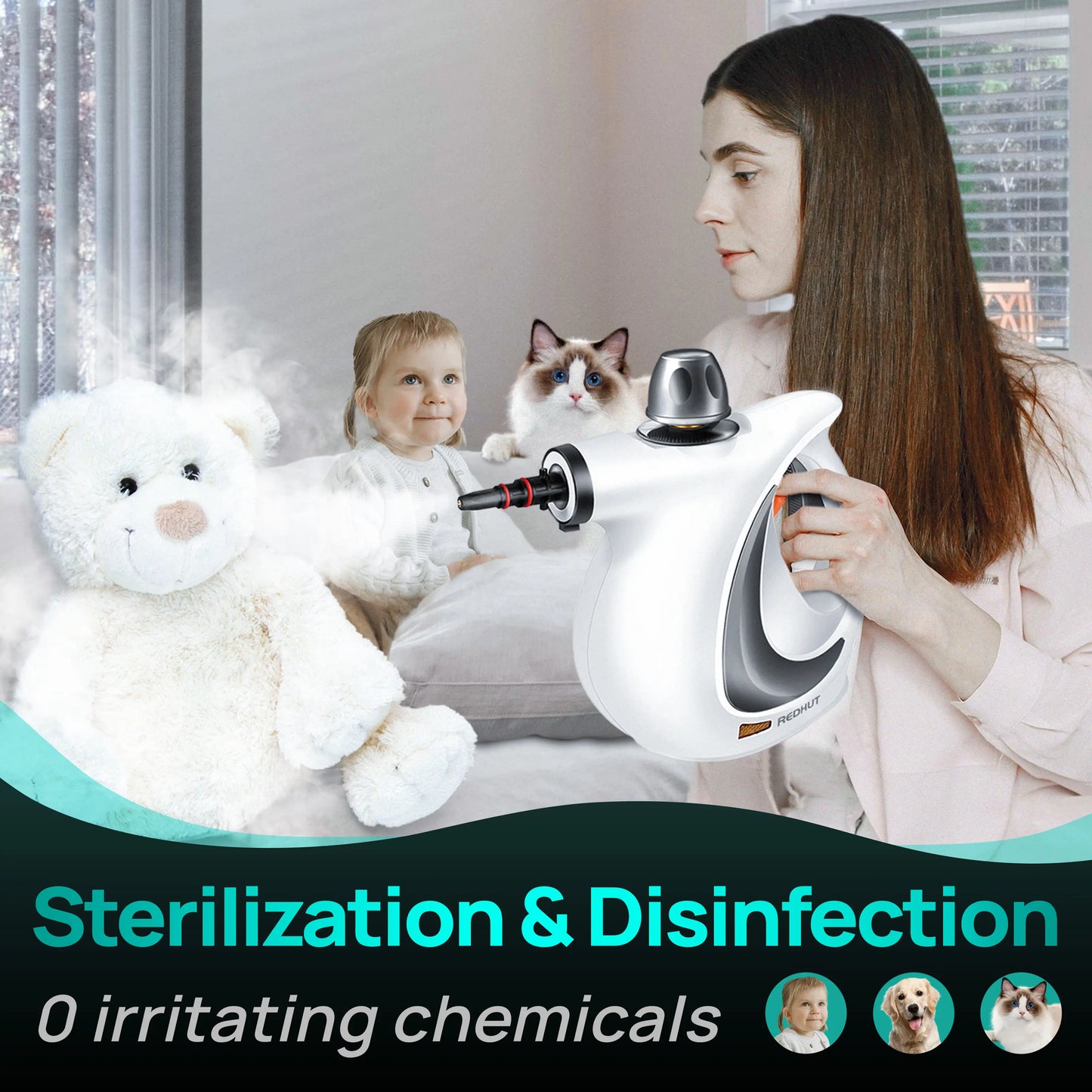 12-in-1 Handheld Steam Cleaner – Powerful Chemical-Free Multi-Surface Steamer for Kitchen, Appliances, Car & Home Cleaning