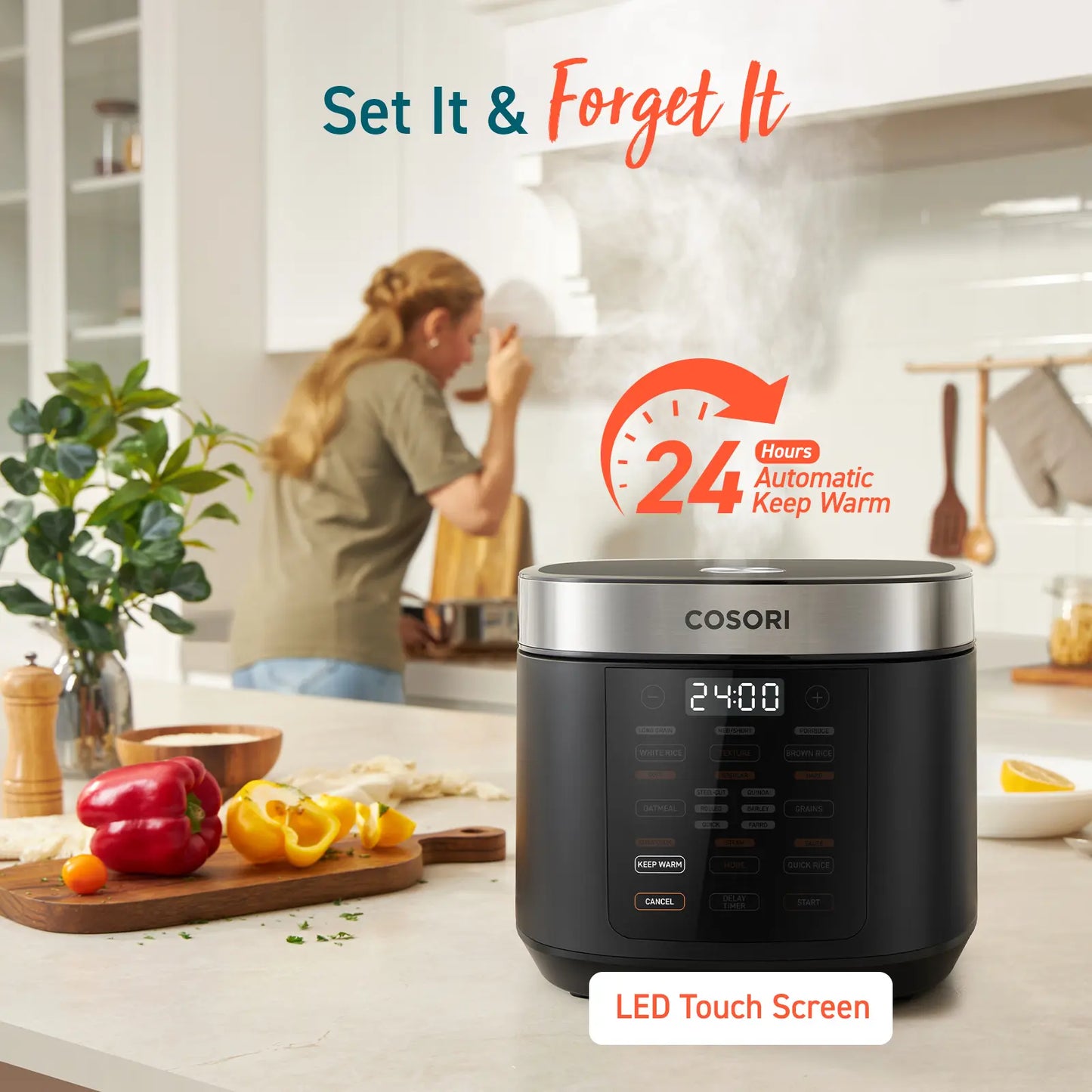 5QT Fuzzy Logic Multifunctional Rice Cooker With Steamer & Keep Warm Function