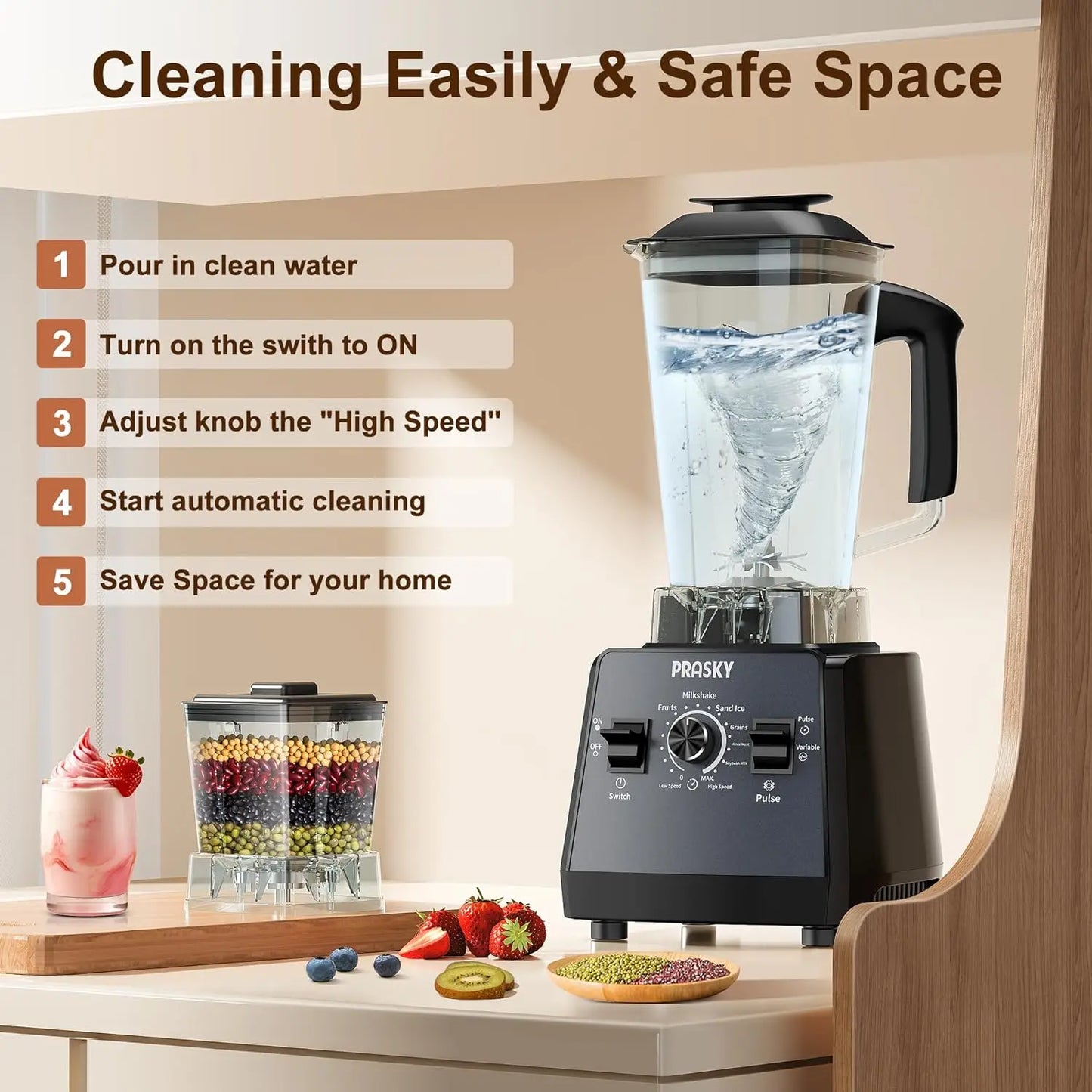 25000 RPM Professional Blender, Dual BPA-Free 68oz Jars for Shakes & Ice Crushing
