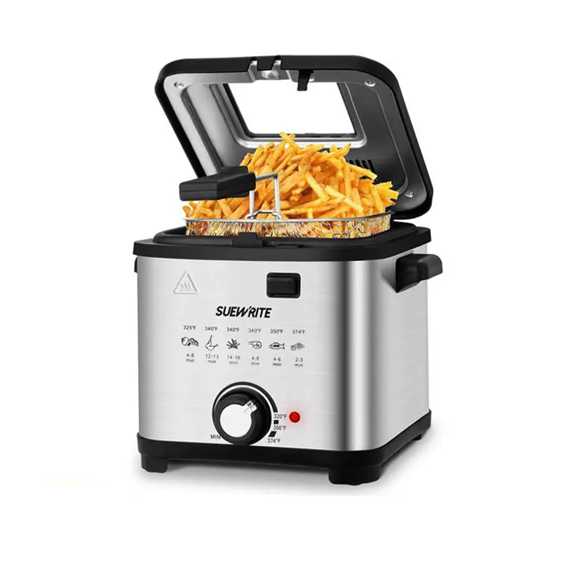 1500W 2.6 Quart Electric Deep Fryer, Removable Lid & Non-Stick Pot Dishwasher Friendly