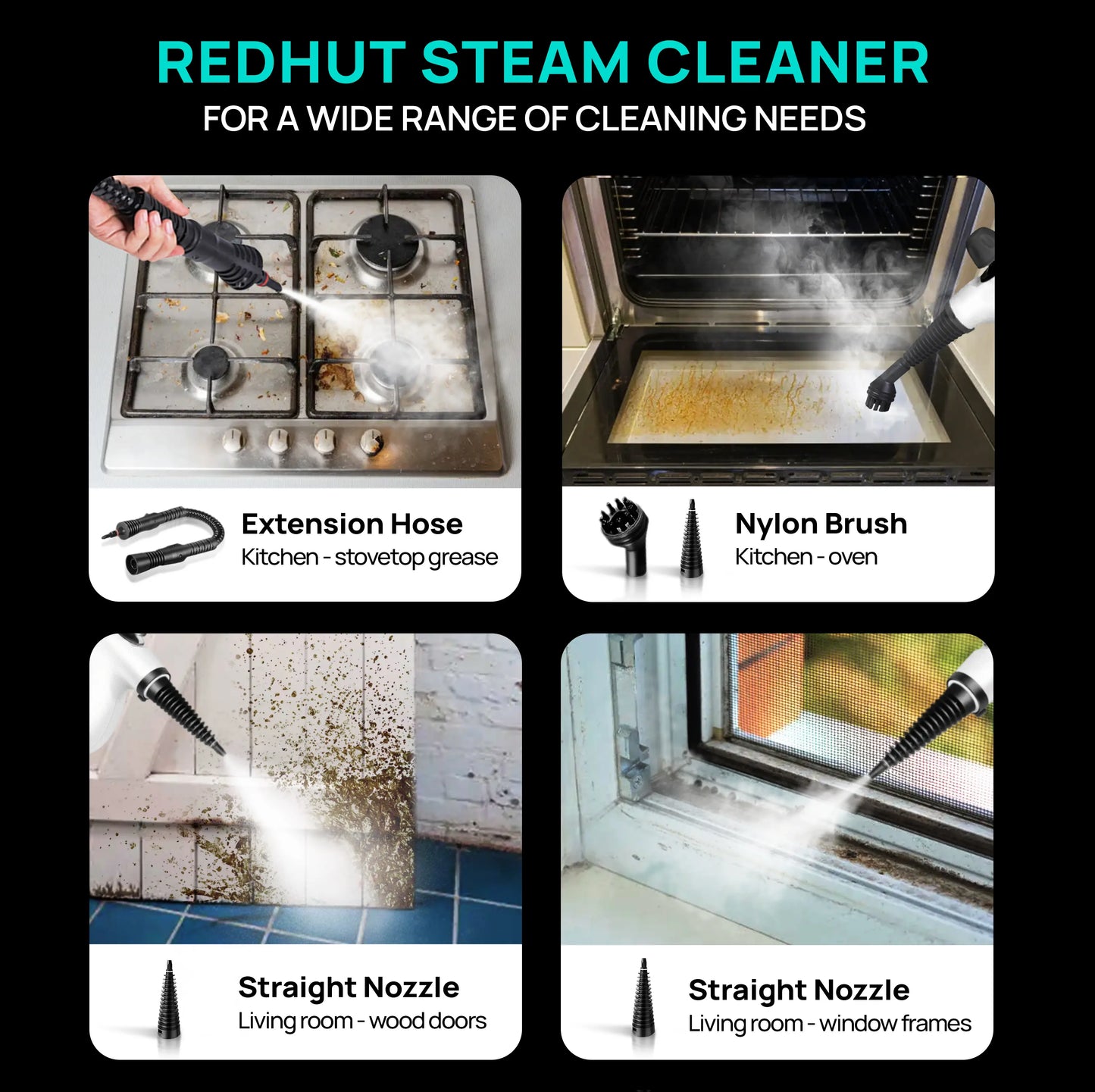 12-in-1 Handheld Steam Cleaner – Powerful Chemical-Free Multi-Surface Steamer for Kitchen, Appliances, Car & Home Cleaning