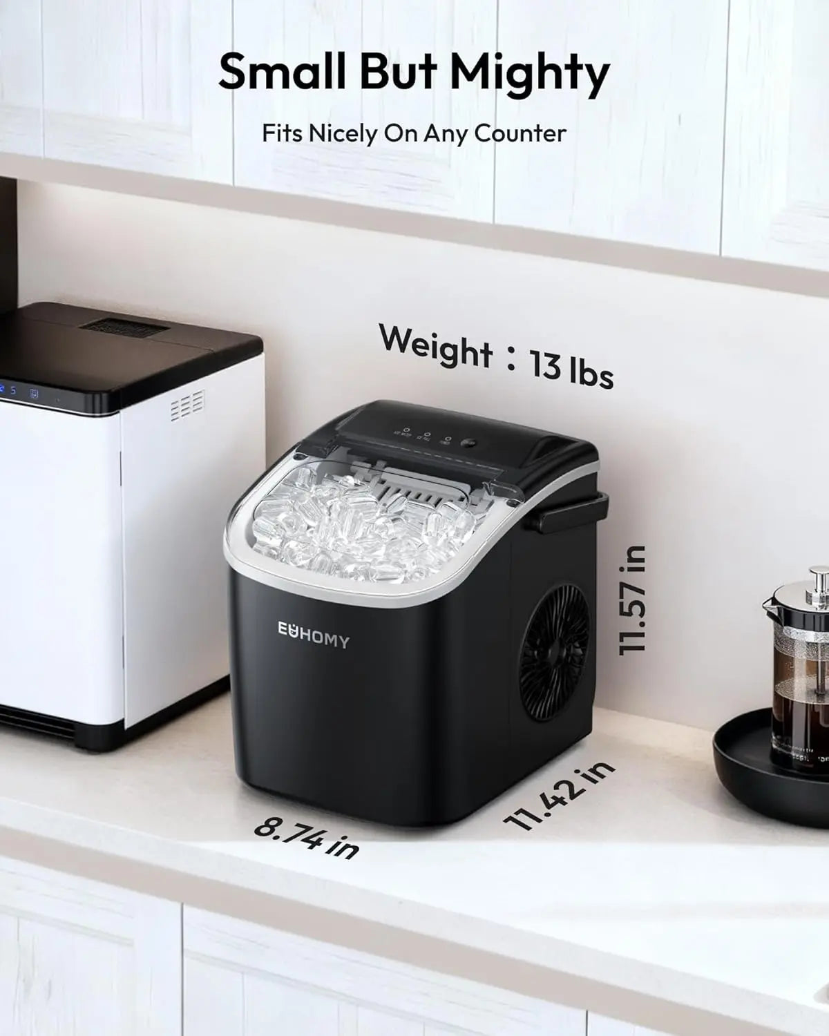 26Lbs 24H Portable Countertop Ice Maker with Handle, Auto-Clean for Home RV Camping