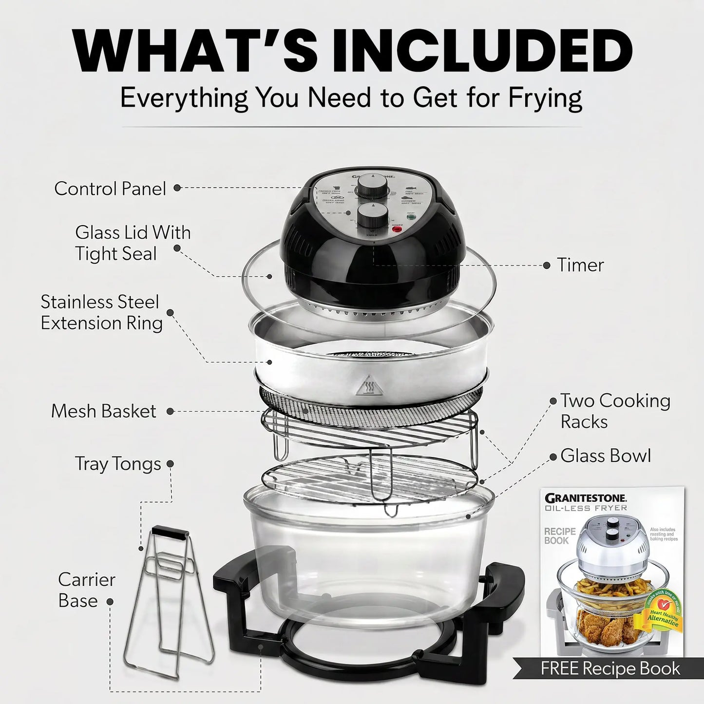 Granitestone 16 Quart Extra Large Air Fryer - Oil-Less Crispy Cooking for Healthier Meals