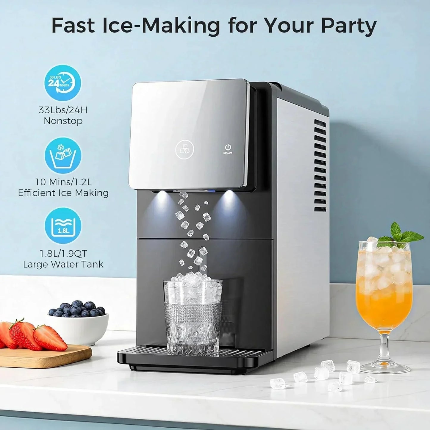 Kismile 33lbs Countertop Nugget Ice Maker 58015RIM0-BLACK