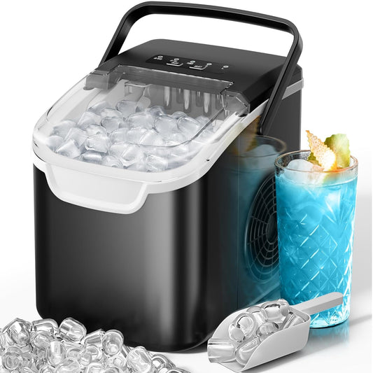 Kismile Ice Makers Countertop with Handle,8 Cubes in 6 Mins,Portable Ice Machine with Self-Cleaning for Home 58012RIM0