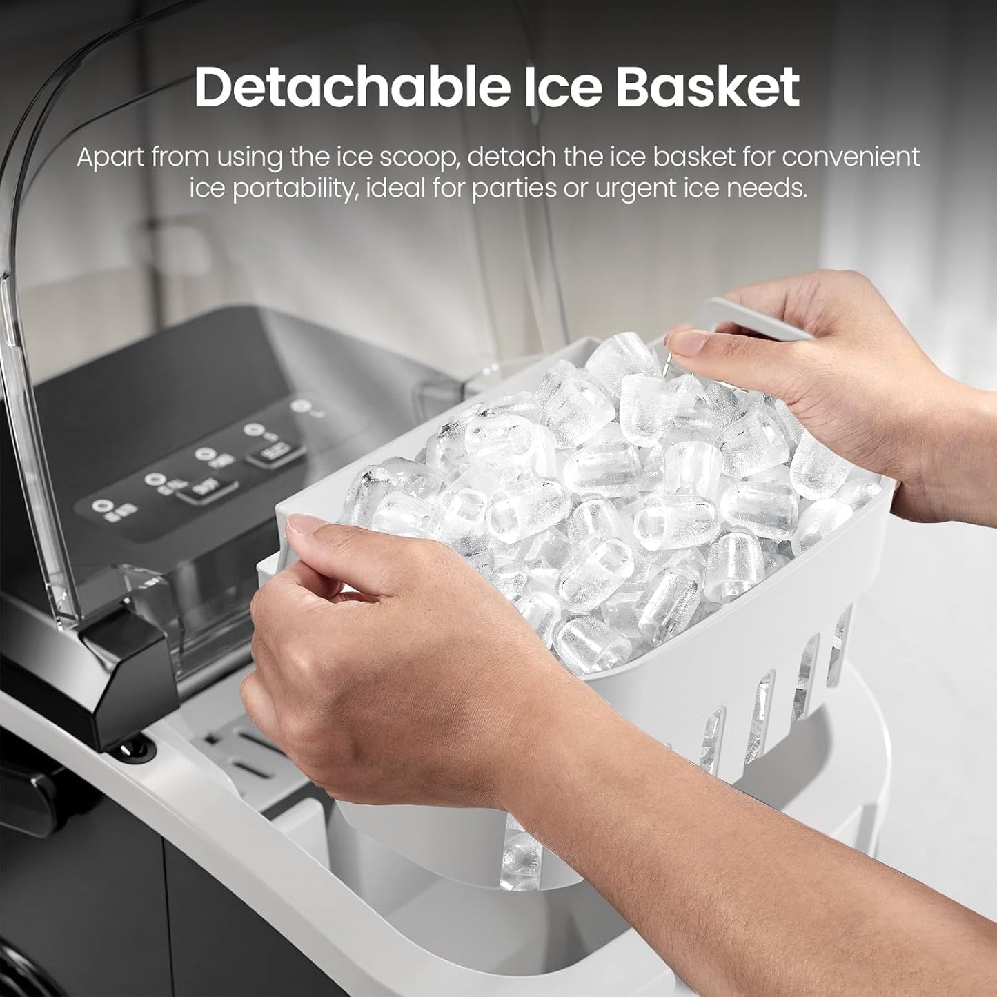 Kismile Ice Makers Countertop with Handle,8 Cubes in 6 Mins,Portable Ice Machine with Self-Cleaning for Home 58012RIM0