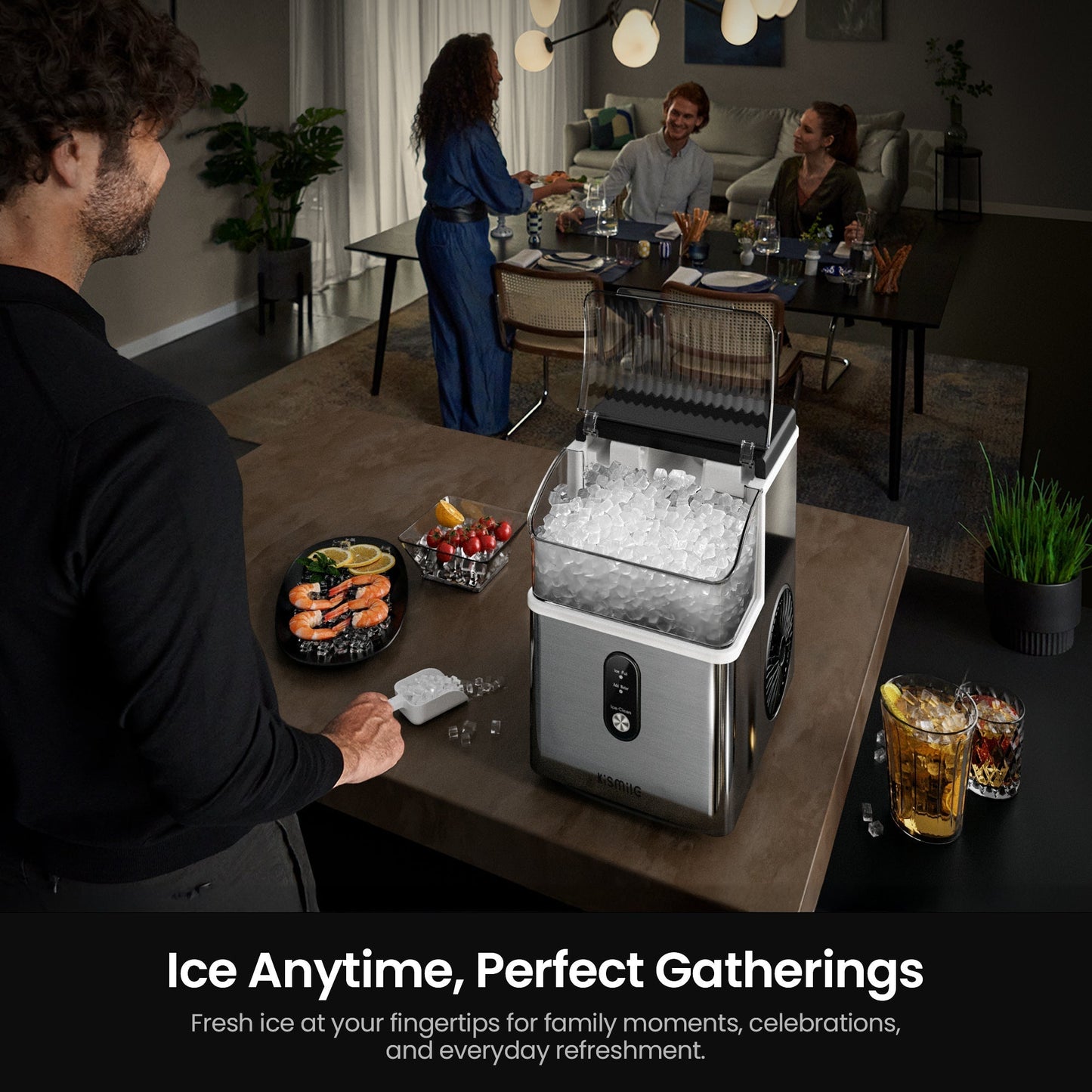 Kismile Nugget Ice Makers Countertop IM5815NB