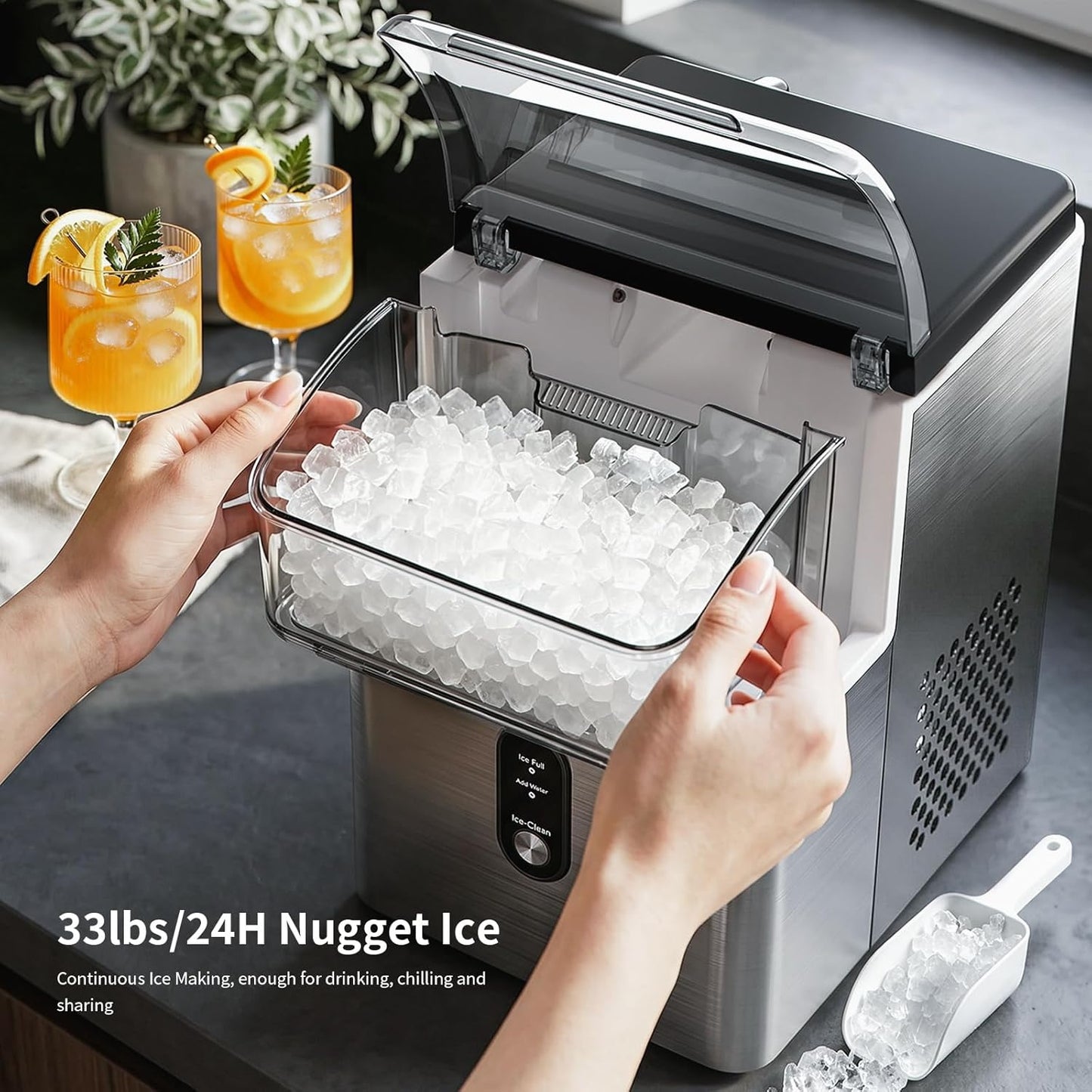 Kismile Nugget Ice Makers Countertop IM5815NB