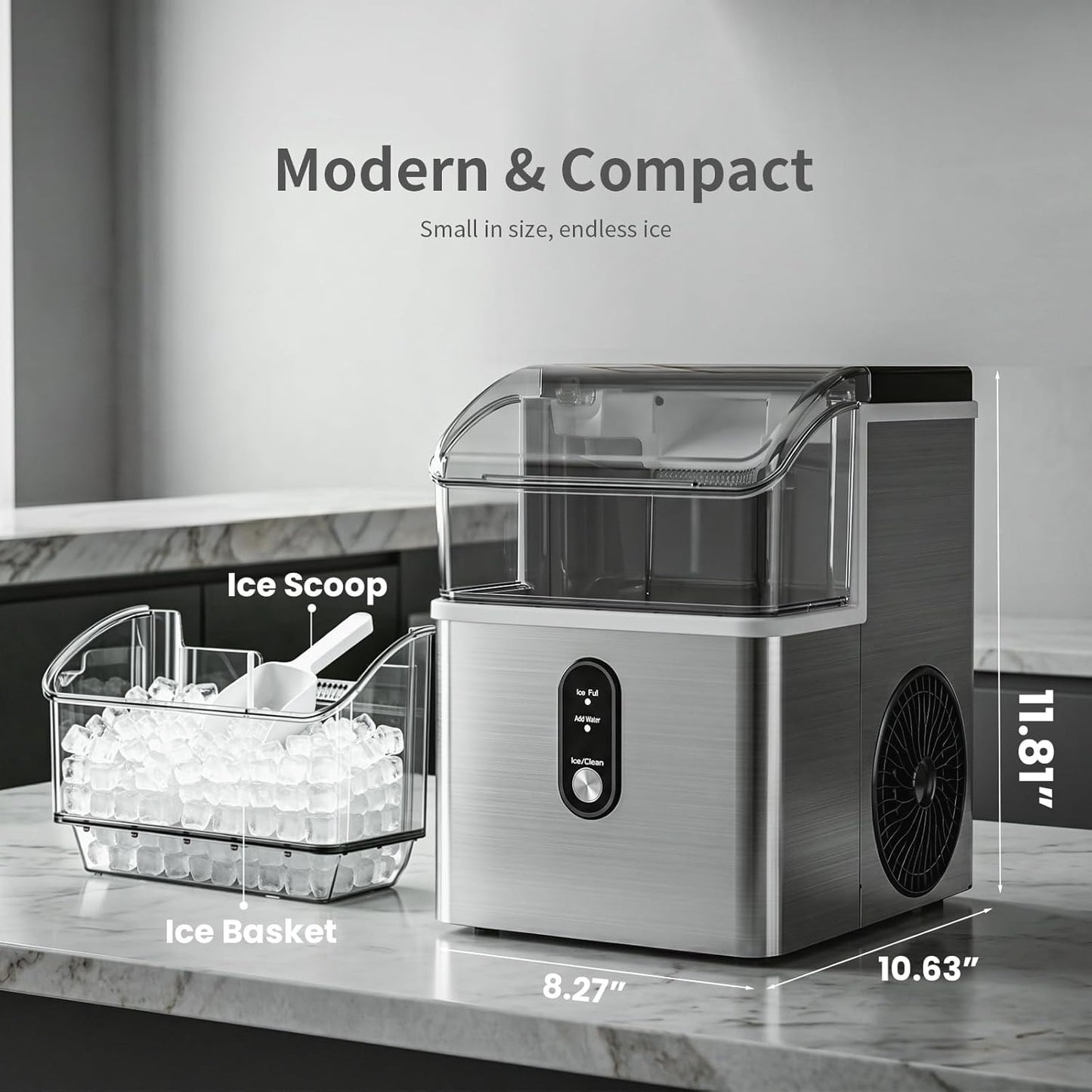 Kismile Nugget Ice Makers Countertop IM5815NB