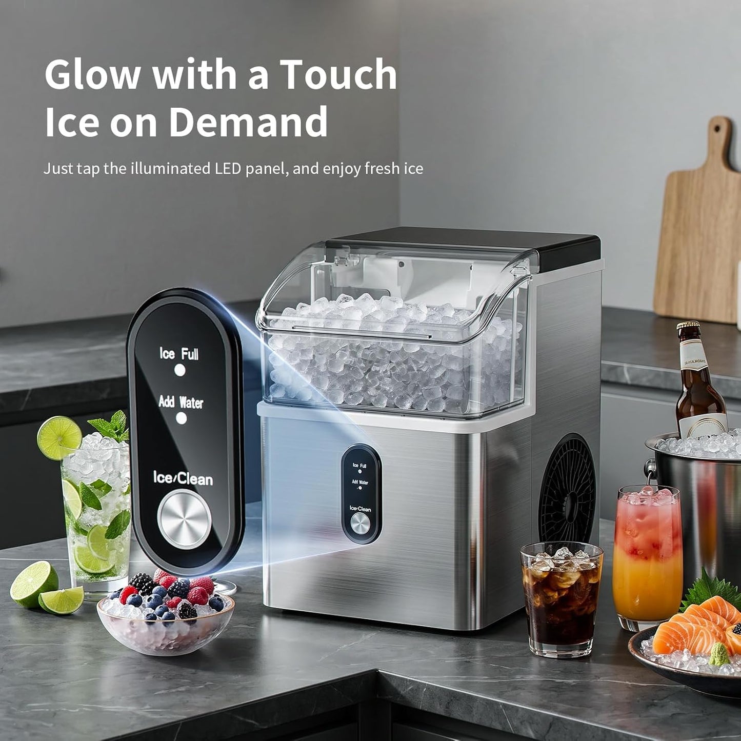 Kismile Nugget Ice Makers Countertop IM5815NB